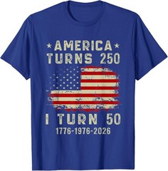 Funny America Turns 250 I Turn 50 1976 50th Birthday T-Shirt