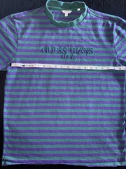 GUESS ASAP A$AP Originals Men’s Purple Green Striped Logo T-Shirt Size M