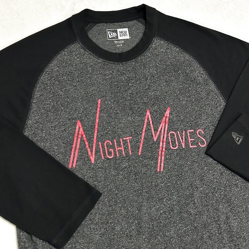 Night Moves T-Shirt Heather Gray Black Raglan Sleeve Graphic Tee New Era Sz S/P