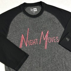 Night Moves T-Shirt Heather Gray Black Raglan Sleeve Graphic Tee New Era Sz S/P