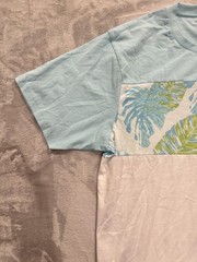 Hinano Tahiti Shirt Mens Large Blue White Tropical Leaf Pattern Pocket Hawaiian