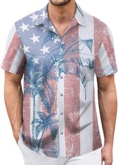 Mens American Shirt Short Sleeve Button Down