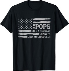 Pops Like A Regular Grandpa Only Cooler Fathr Day Grey Flag UNISEX Coton T-Shirt