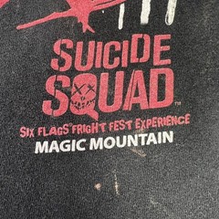 Suicide Squad Six Flags T Shirt Mens XL Black Harley Quinn Joker Scare Team 2016