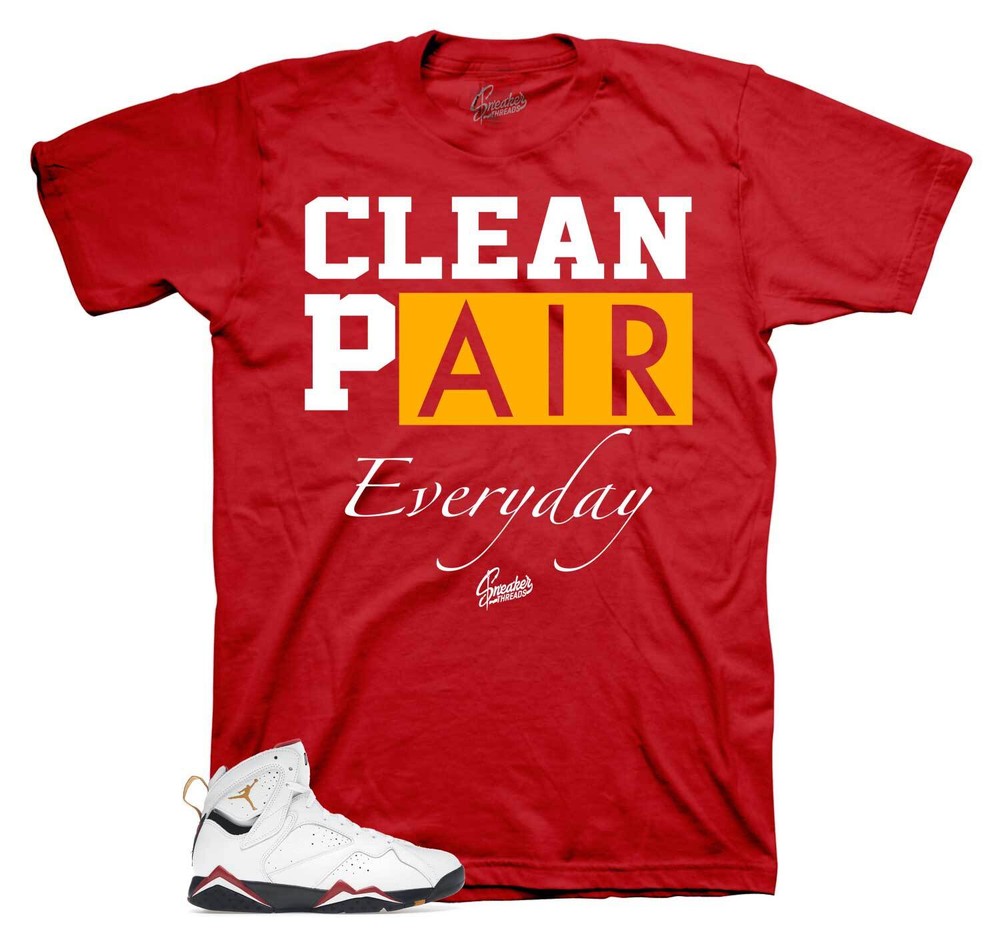 Shirt To Match Jordan 7 Cardinal Red Retro 7s Shoes – Clean Pair Sneaker Tee