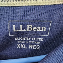 LL Bean Mens XXL Henley Shirt Navy Blue Cotton Waffle Knit Long Sleeve