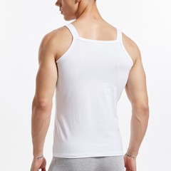 Men Cotton Tank Tops Square Neck Vest Sleeveless T-Shirt Sexy Gym Top Muscle Tee