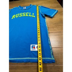 Russell Athletic Blue Yellow Stitch T Shirt Mens Medium Short Sleeve Crew Neck