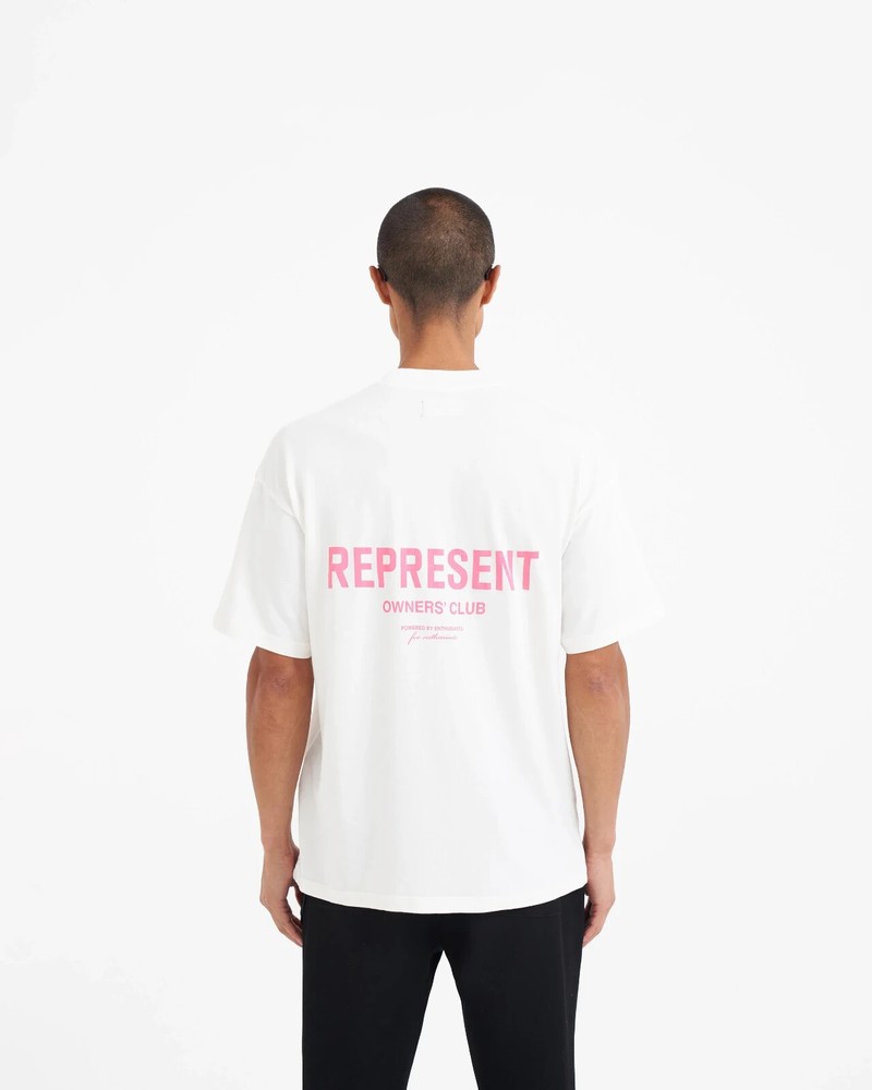 Represent Owners Club T-Shirt Flat White/Bubblegum Large