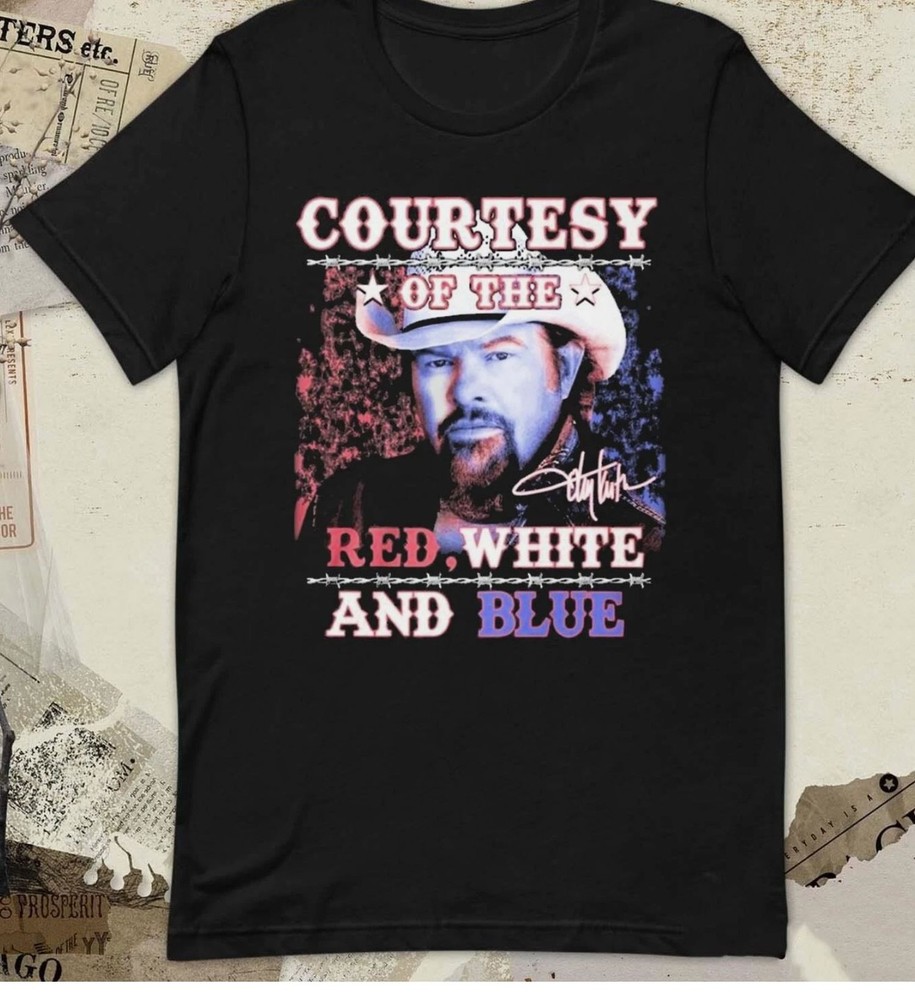 Courtesy Of The Red White And Blue Toby Keith Cotton Black All Size T-Shirt
