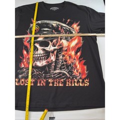 Lost In The Hills Mens XL Skull Flame Graphic T-Shirt Black Streetwear Cotton