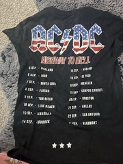 Official ACDC red blue and white american flag t shirt with tour dates on black