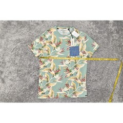 New Buffalo David Bitton Green T-Shirt Men’s Medium Cotton Floral Crew Neck