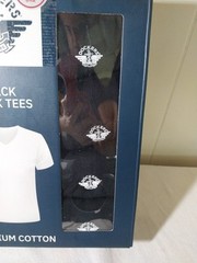 DOCKERS 4 Pack V-Neck Tees Black Size Small 34-36 NEW 100% Cotton