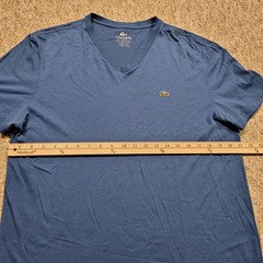Lacoste T-Shirt Mens Size 6 Blue V-Neck Pima Cotton Short Sleeve Logo Tee
