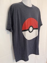 Pokemon T-Shirt Poke Ball Adult Classic Red & White Logo Dark Gray New XL