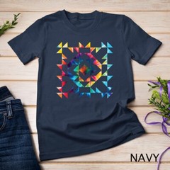 Tie Dye Geometric Shapes Pattern Quilt Block Art – Scandi Folk Unisex T-shirt