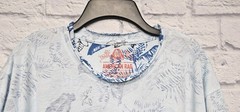 AMERICAN RAG XXL LIGHT BLUE TROPICAL FLORAL LEAF INSIDE OUT RAW EDGE SHIRT TEE