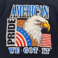 Vintage 80’s American Pride Patriotic USA Eagle Shirt Medium 19×27 Black