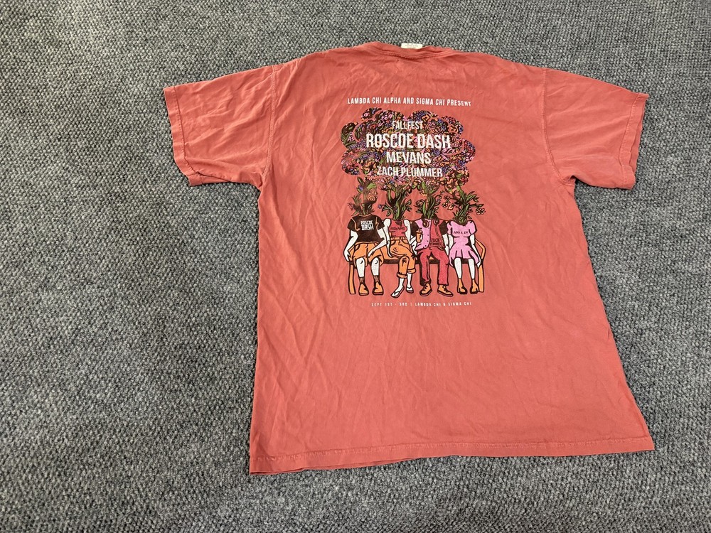 Comfort Colors Shirt Mens Medium Pink Lambda Chi & Sigma Chi Fallfest 2016 Tee