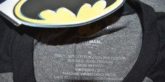 Batman 2-Tone Mens Heather Gray And Black 3/4 Sleeve Raglan Shirt NWT XL