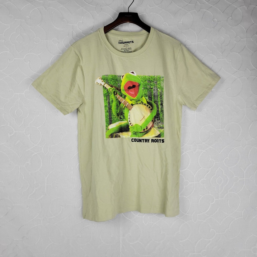 Disney The Muppets T-Shirt Large Green Kermit The Frog Country Roots Graphic Tee