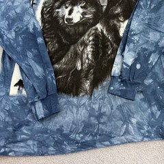 Vintage The Mountain Shirt Mens Large Blue Long Sleeve Wolves Tie Dye Nature Tee