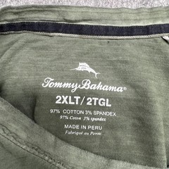 Tommy Bahama Shirt Mens 2XLT Green Long Sleeve V Neck Stretch Tee Big & Tall