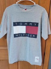 Vintage Tommy Hilfiger T Shirt Mens XL USA Gray *Flawed* See Photos