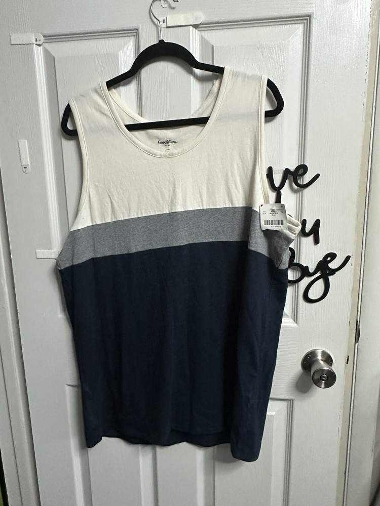 NEW Goodfellow & Co MENs Tank Top- Blue/Gray/ Beige- Size XLT