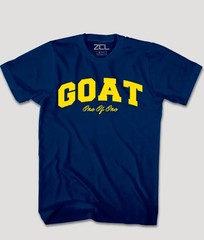 ZCL Blue Yellow “GOAT” One Of One Logo Graphic Tee Men’s Crew Neck Size M