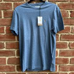 Farah Danny Logo T Shirt Blue Organic Cotton Crew Neck Mens XS NEW