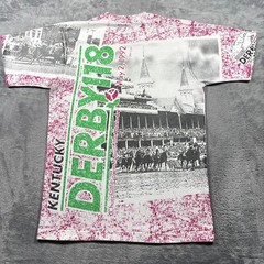 Vintage 1992 Screen Stars T-Shirt Mens Medium Kentucky Derby 118 All Over Print