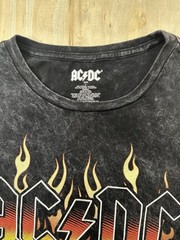 AC/DC Highway To Hell Shirt Mens Size L Black Acid Mineral Wash Flame Graphic Te