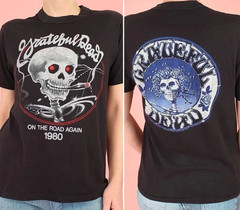 Grateful Dead 1980 On The Road Again Tour T Shirt Black 2 side