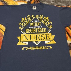 Vintage 90’s Registered Nurse RN Navy Blue Shirt Mens Size L Single Stitch
