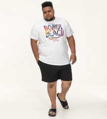 D555 Duke Big Mens Bondi Beach Printed T-Shirt White 2XL 3XL 4XL 5XL 6XL 601711K