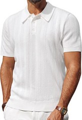 Men’s Short Sleeve Polo Shirt Casual Golf Wear Lightweight Waffle Knit Fabric