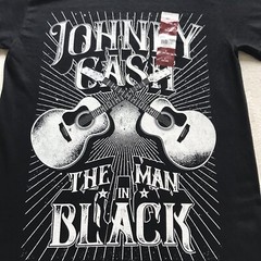 Johnny Cash The Man In Black Men’s Black Crewneck Graphic T-shirt Sz S Chest 35″