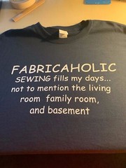 t-shirt Fabric-aholic Sewing fills basement rooms Fabric quilting
