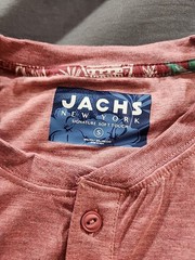 Jachs New York T-Shirt Stretch Poly Viscose Short Sleeve Henley Sz Small