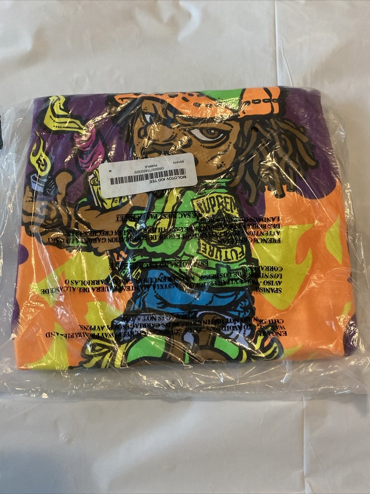 NEW Supreme New York T-Shirt SS19 MOLOTOV KID Tee – PURPLE – Medium