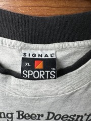 Vintage 90s Signal Sports Beer Dart Champ Graphic T-Shirt USA XL Gray 14