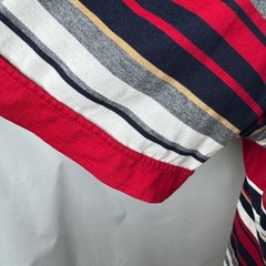 Murano Liquid Luxury Shirt Mens XL Red Blue White Striped Short Sleeve Slim Fit