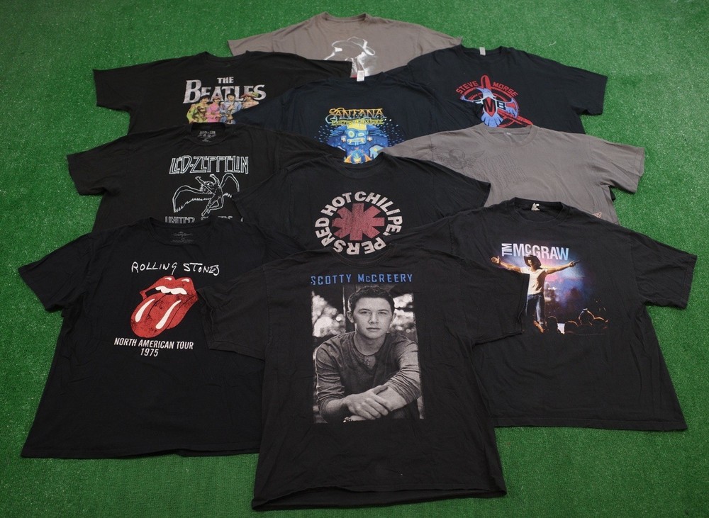 Lot of 10 Rock N Roll Band Concert Tour T-Shirt Tees Mens Size 2XL Rock Music