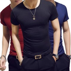 7 Colors Slim Man’s T-shirt Short Sleeve Streetwear Gym Clothing Tee Top Plain R
