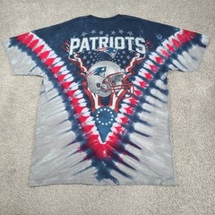 New England Patriots Tie-Dye T-Shirt Men’s Size XL Blue Gray Red All-Over-Print