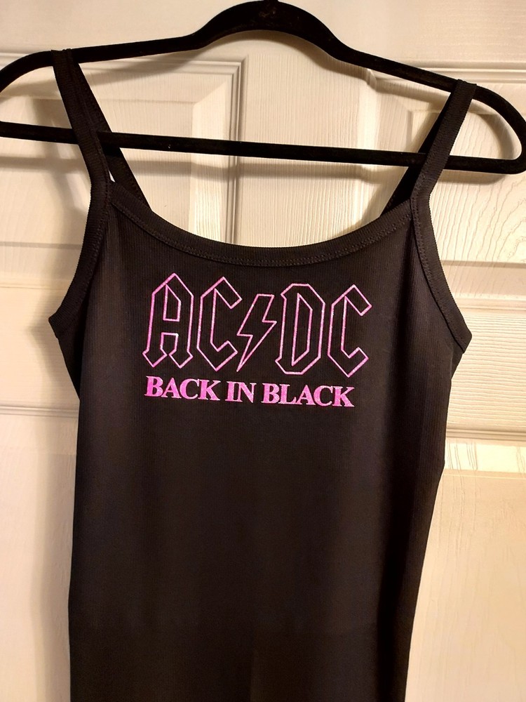 acdc tank top back in black Pink Glitter power up tour acdc crop top acdc shirt