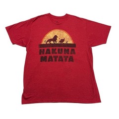 Disney Lion King Shirt Mens XL Red Simba Timon Pumbaa Hakuna Matata Short Sleeve