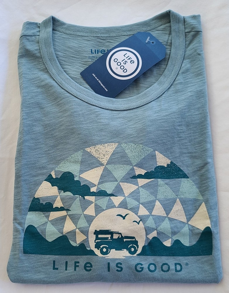 LIFE IS GOOD SS Shirt Slub Tee TRIPPIN SUV Jeep Road Trip Chest51in Mens XL